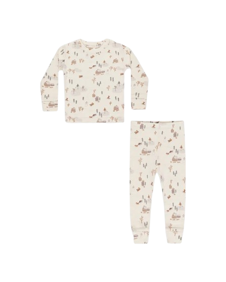 Organic Long Sleeve Pajama Set - Winter Town