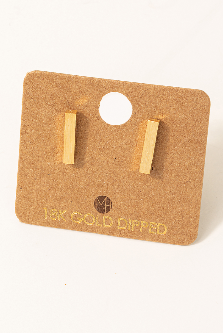 Dainty Mini Bar Stud Earrings - Gold