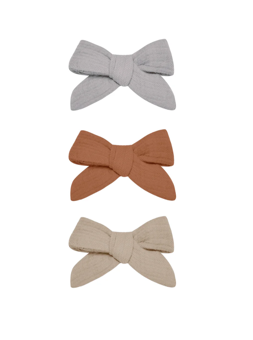 Bows w/ Clip - Periwinkle + Clay + Oat