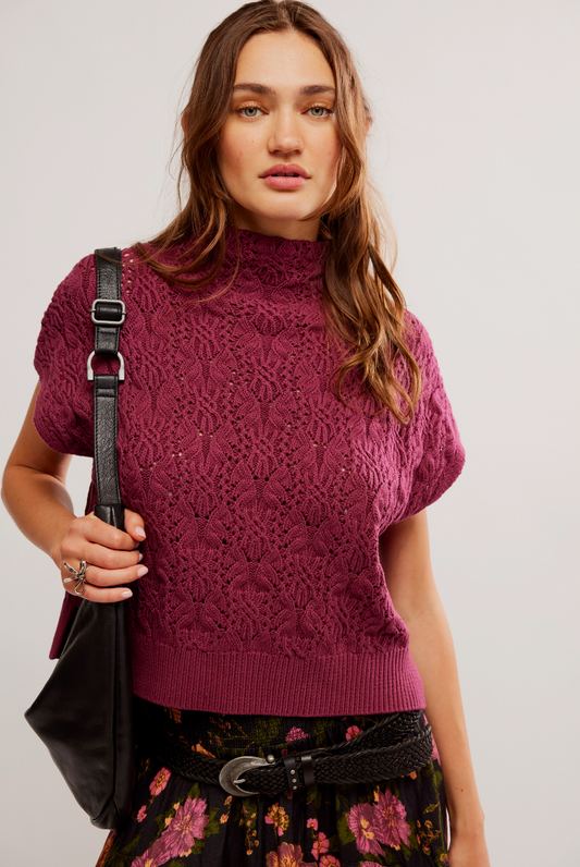 Vickie Mock Neck Sweater - Red Plum