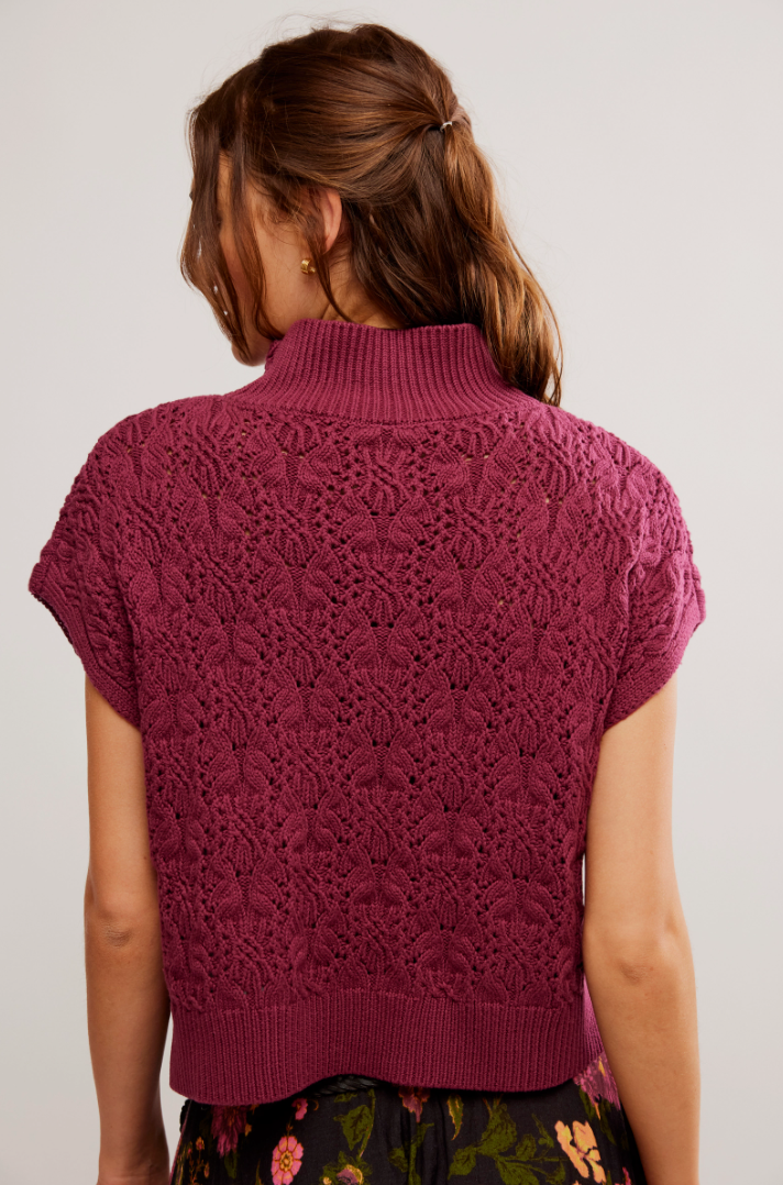 Vickie Mock Neck Sweater - Red Plum