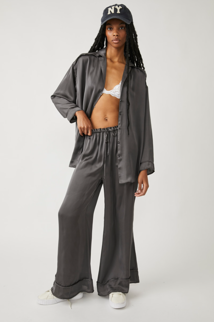 Dreamy Days Solid PJ Set - Washed Black