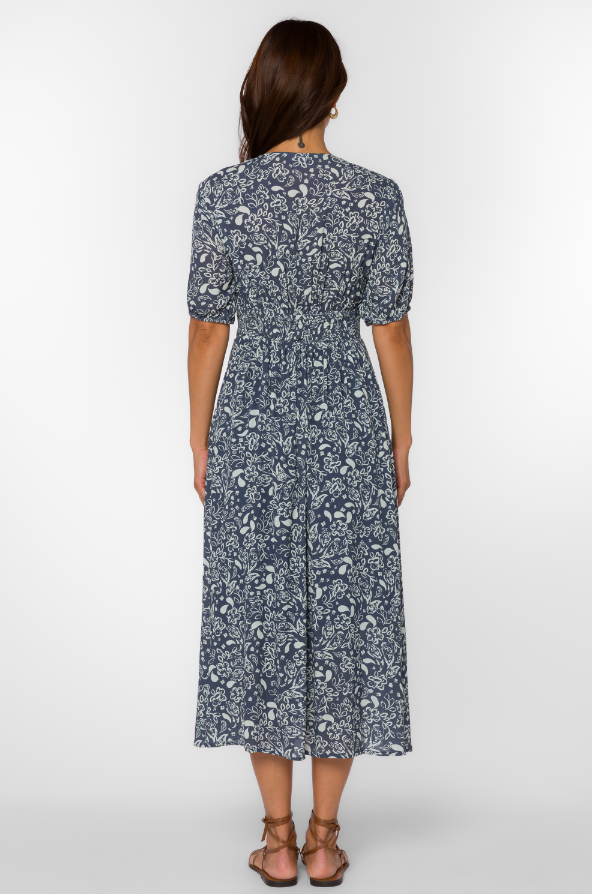 Livana Navy Floral Midi Dress