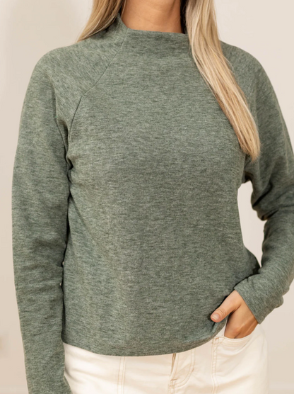 Raglan Mock Neck Top - Army