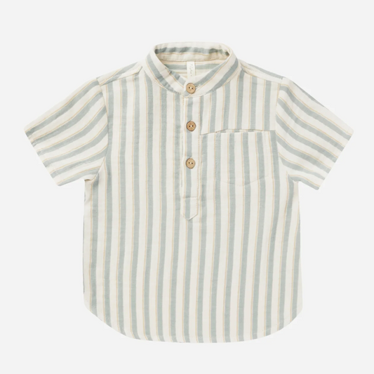 Short Sleeve Mason Shirt - Ocean Stripe