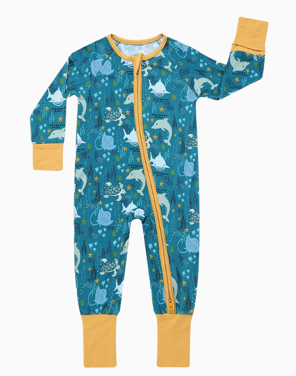 Ocean Friends Bamboo Pajama Convertible Footie Romper