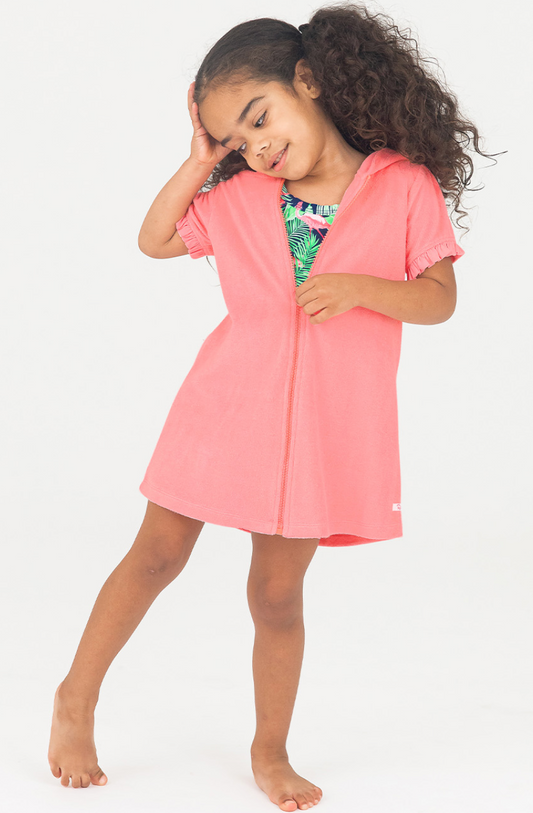 Ruffle Butts Terry Full Zip Cover-Up Bubblegum Pink