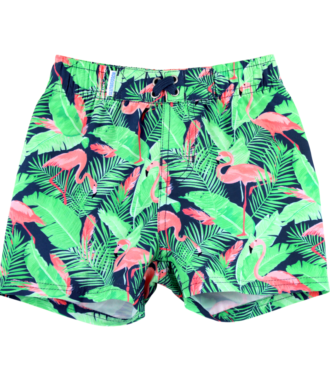 Flamingo Frenzy Swim Trunks