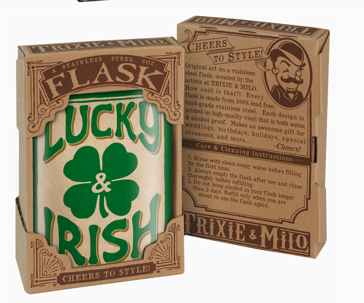 Trixie & Milo Lucky & Irish Flask