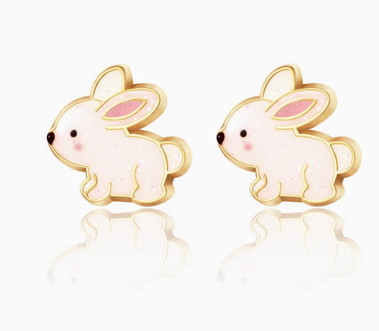 Girl Nation Glitter Rabbit Easter Cutie Stud Earrings