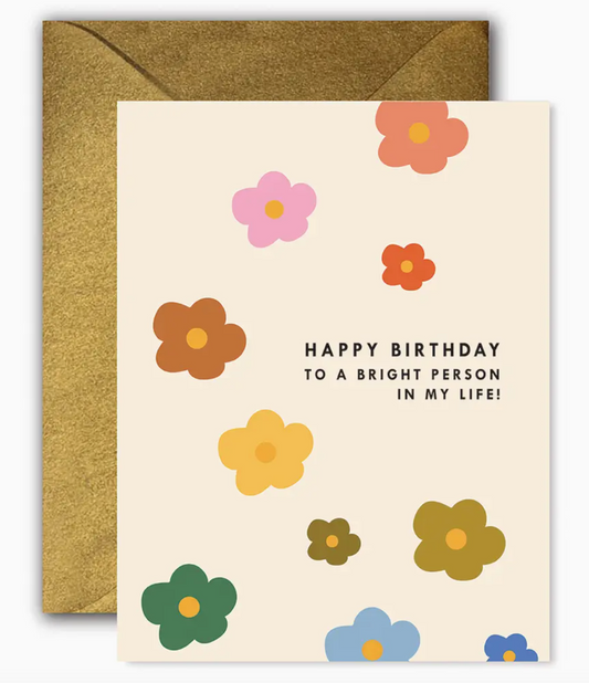 Ginger Design Mod Floral Bright Person Birthday Greeting Card