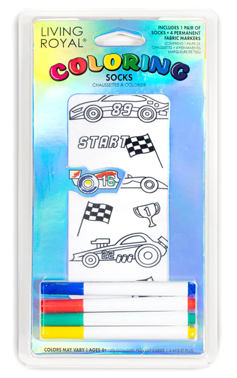 Race Car Coloring Socks