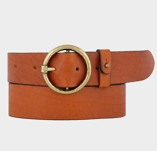 Amsterdam Heritage Pip Cognac Vintage Full-Grain Leather Belt for Women