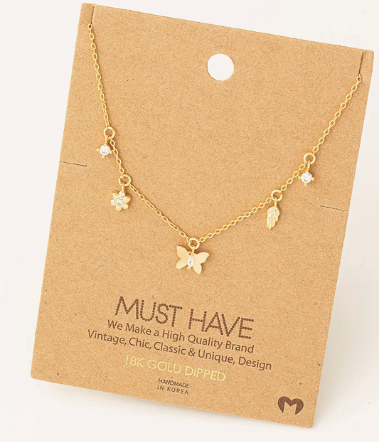 Fame Accessories Dainty Butterfly Station Necklace