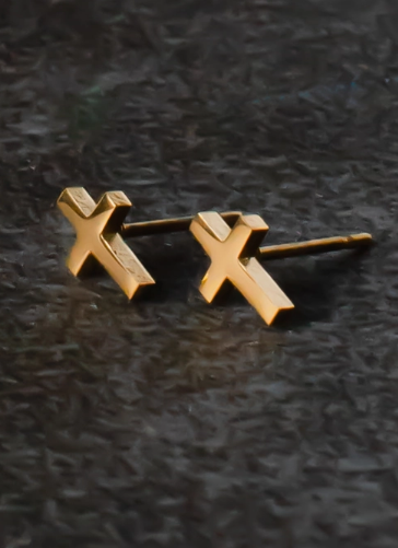 Panache Apparel Co. Gold Cross Stud Earrings