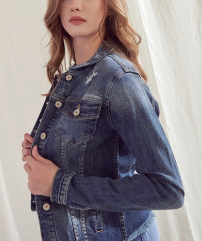 Kancan Fray Hem Denim Jacket