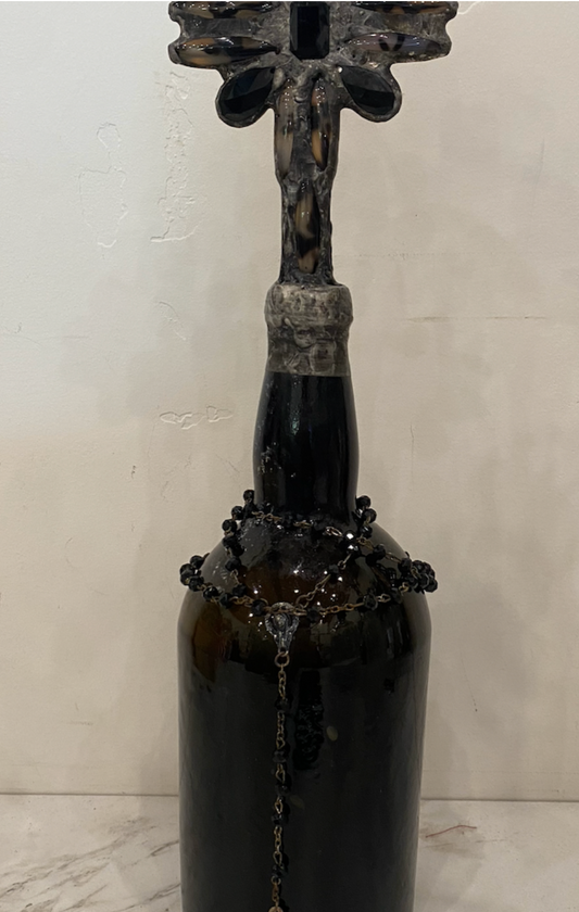 Vintage Antique Black Tall Bottle