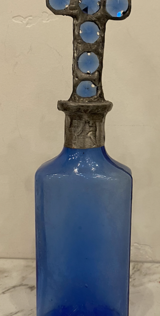 Vintage Antique Blue Medium Cross Bottle