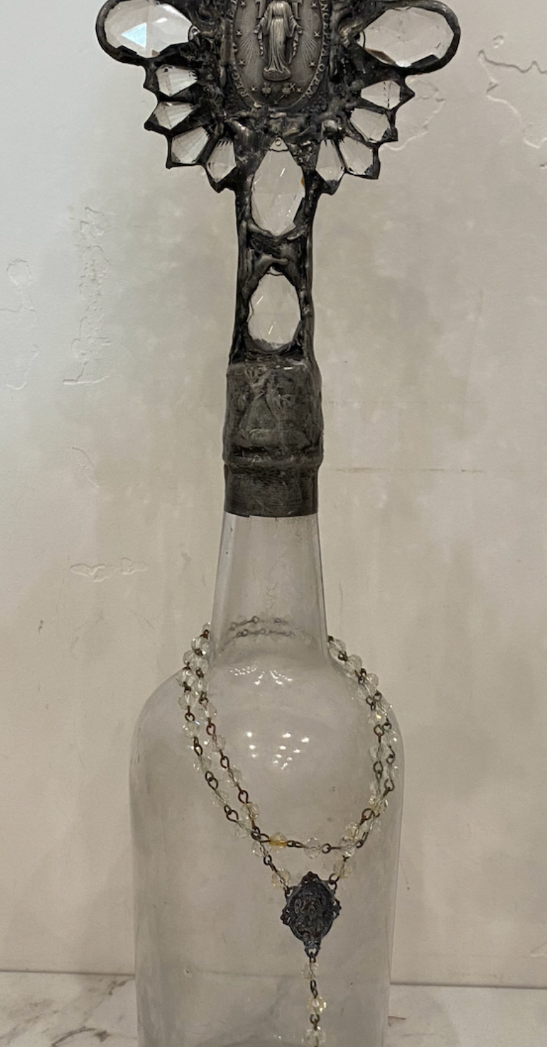 Vintage Antique Crystal Clear Tall Bottle