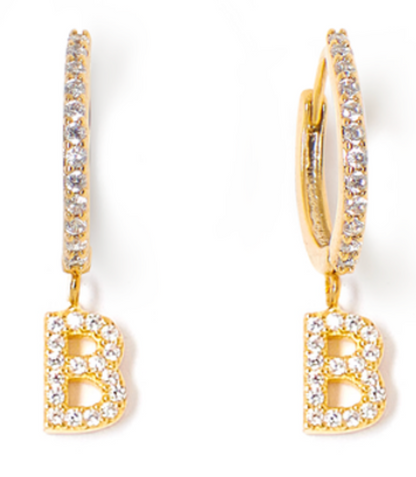 Tess + Tricia Alphabet Pave Huggie Earring