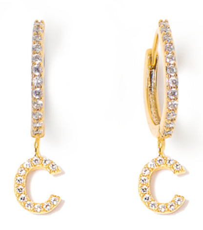 Tess + Tricia Alphabet Pave Huggie Earring