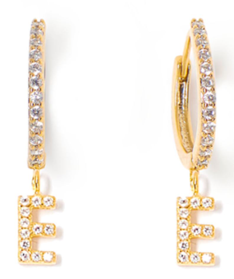 Tess + Tricia Alphabet Pave Huggie Earring