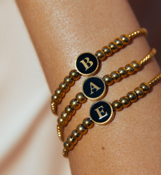 Bracha Gold Beaded Initial Bracelet