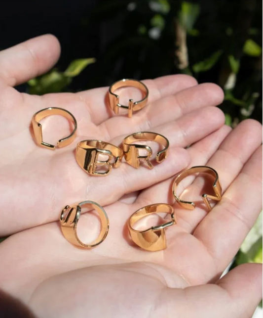 Initial Rings Gold Adjustable