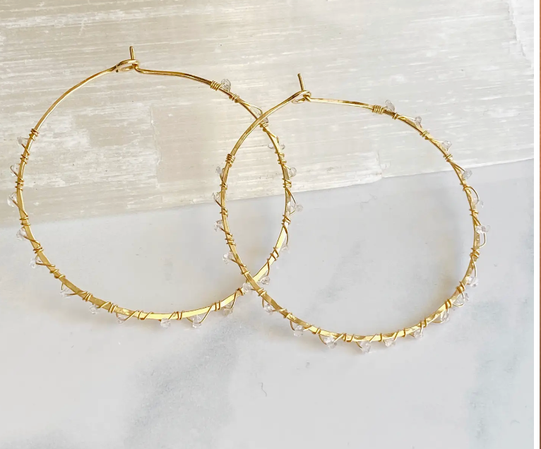 Bonnie Boardman Herkimer Diamond Hoop Earrings