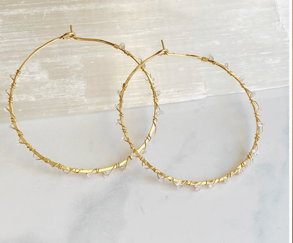 Bonnie Boardman Herkimer Diamond Hoop Earrings