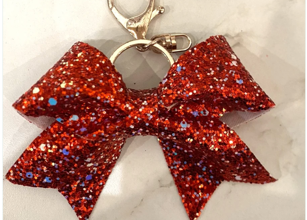 Red Sparkly Key Chain Bow