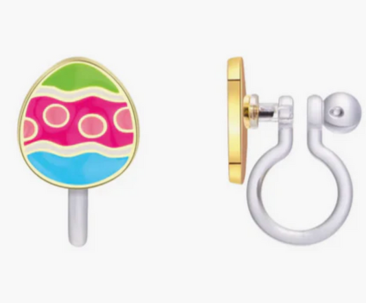 Girl Nation Clip On Easter Eggs Earrings