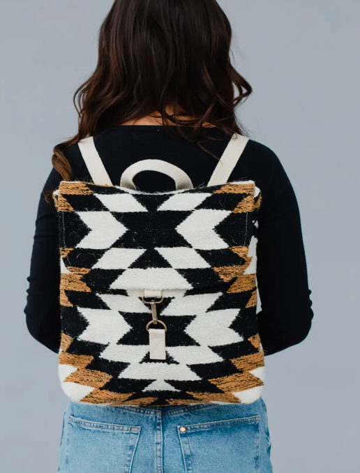 Panache Apparel Co. Black, White & Brown Aztec Backpack