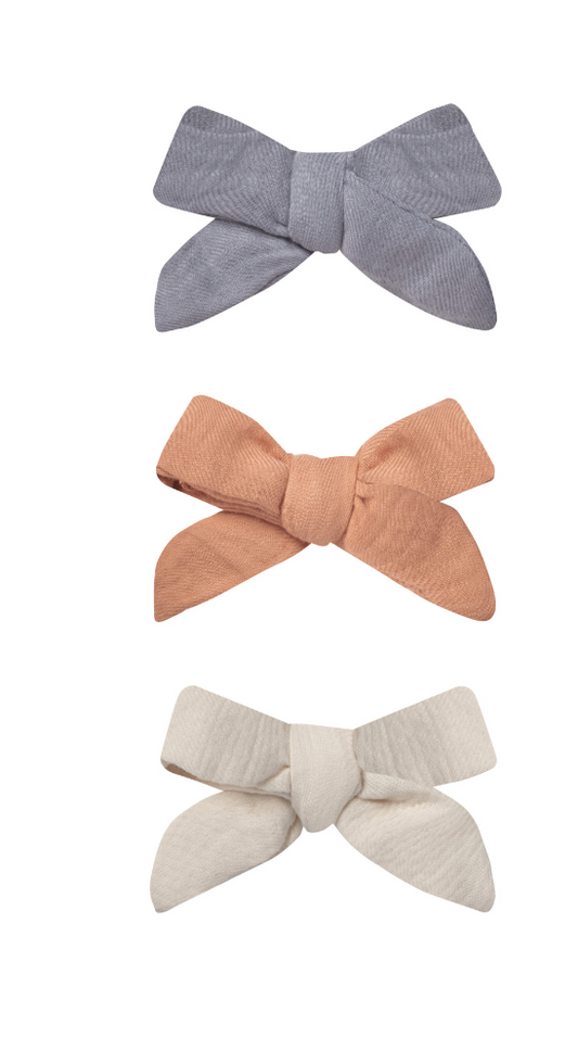 Quincy Mae BOW W. CLIP, SET OF 3 || LAGOON, MELON, IVORY
