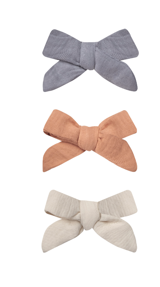 Quincy Mae BOW W. CLIP, SET OF 3 || LAGOON, MELON, IVORY