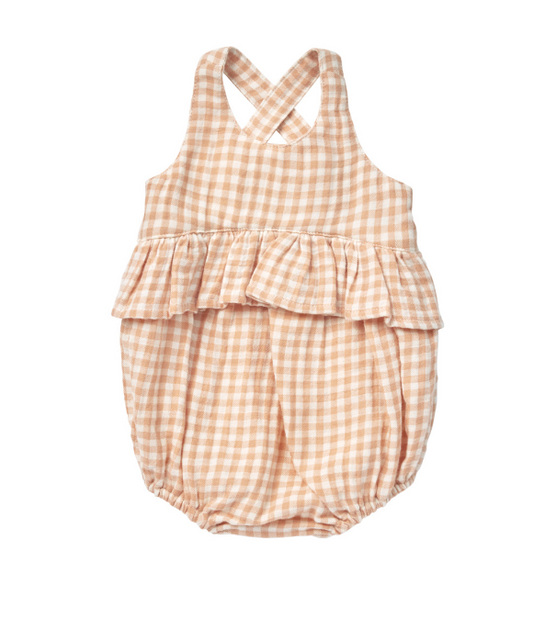 Quincy Mae Penny Melon Gingham Romper