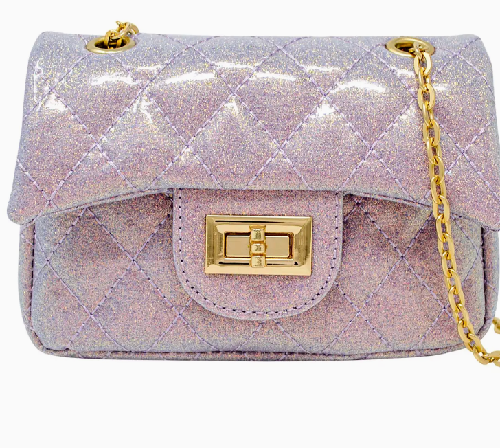 Classic Quilted Purple Sparkle Mini Purse