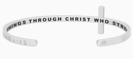 Mantra I Can Do All Things Through Christ Who Strengthens Me Silver Bracelet