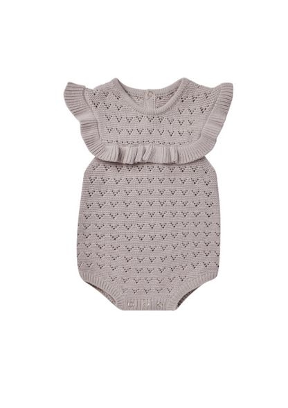 Pointelle Ruffle Romper - Lavender