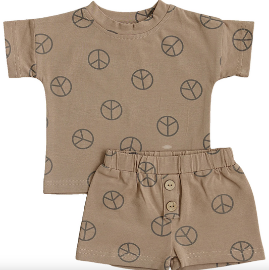 Mebie Baby Peace Button Short Set