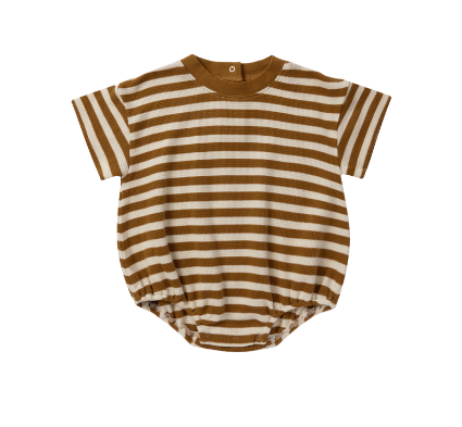 Rylee + Cru Relaxed Bubble Romper - Saddle Stripe
