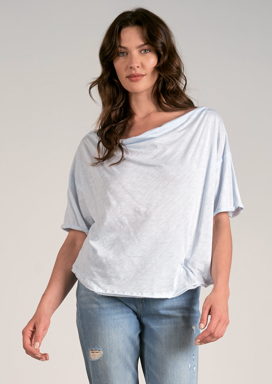 Elan Light Blue Drape Front Shirt