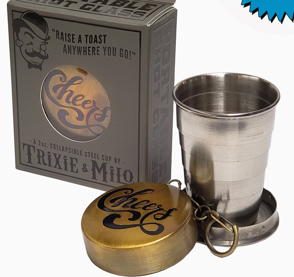 Trixie & Milo Collapsible Shot Glass, "Cheers"