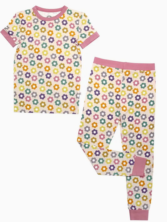 Emerson and Friends Feeling Groovy Retro Floral Bamboo Kids Pajamas Sleep Set