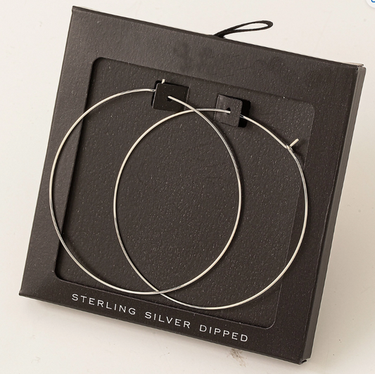 Fame Accessories Secret Box 60mm Wire Hoop Earrings - Silver