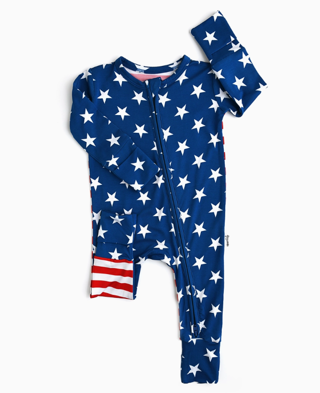 Gigi and Max Bamboo Baby Pajama USA 4th of July - Zip Quincy