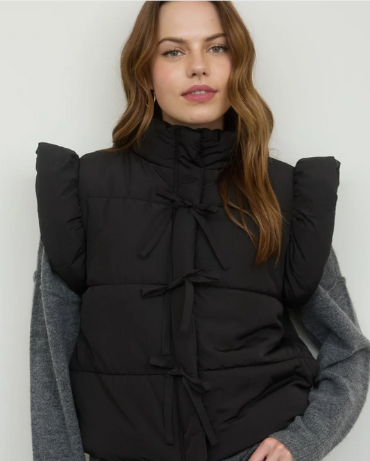 Ruffle Cap Sleeve Puff Vest