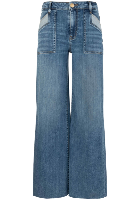 Maya High Rise Porkshop Front Pockets Raw Hem Wide Leg