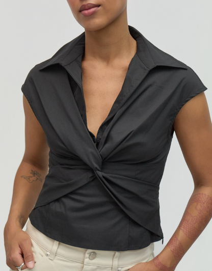 The Becky Top | Twist Collared Shirt