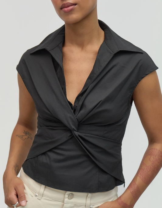 The Becky Top | Twist Collared Shirt